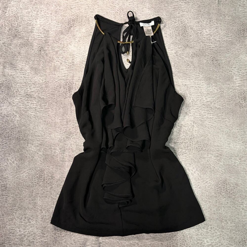 Black Ruffled Cache Sleeveless Top